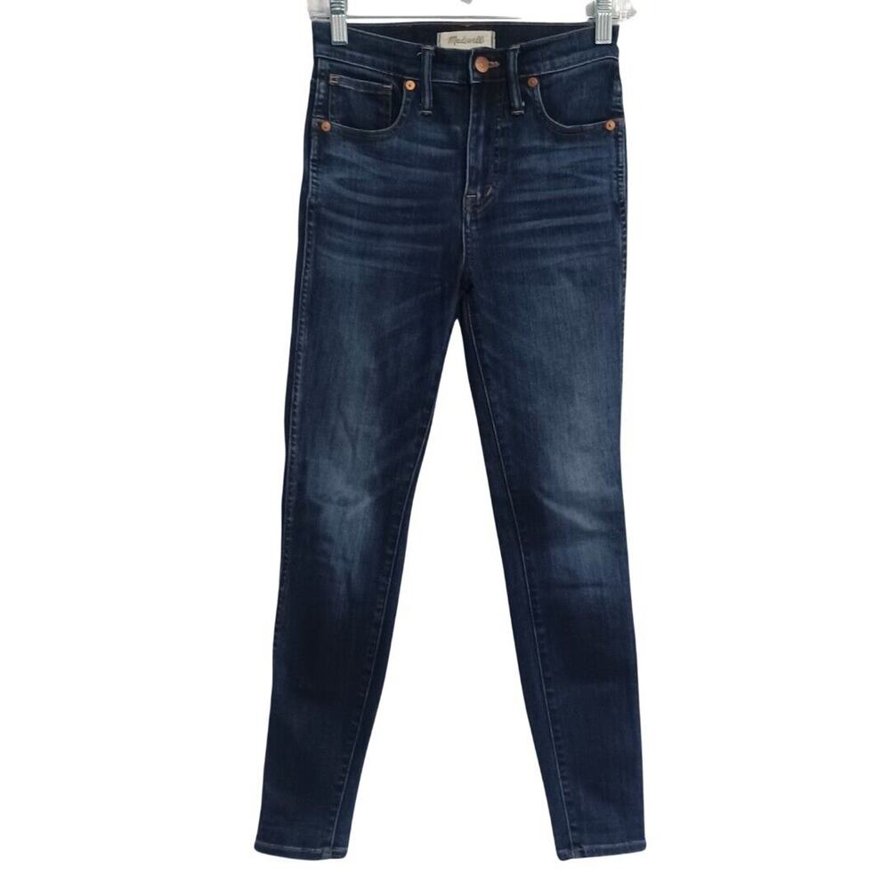 Madewell High Rise SKINNY Women’s Size 24 Blue Dark Wash Stretch Denim Tiny Flaw